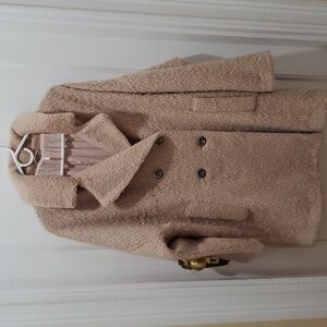 Camel color winter coat.